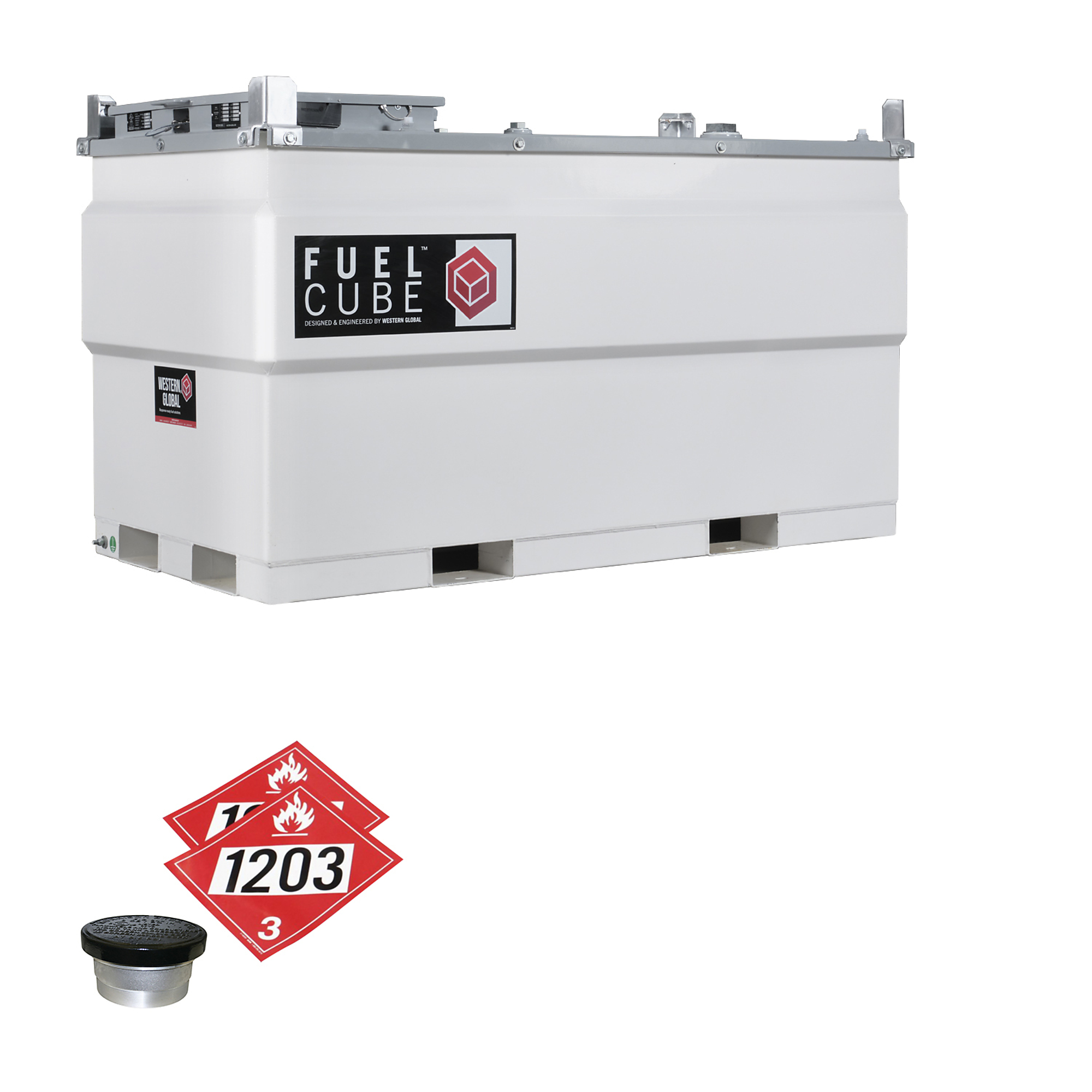 Western Global, FuelCube, 544 Gallons, w/Gauge Vent Kit, Gasoline, Capacity 544 Gal, Shape Rectangle, Model# FCPWN0500-G